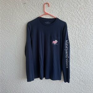 Vineyard Vines Dark Blue Long Sleeve Tee Thanksgiving Themed size S Small